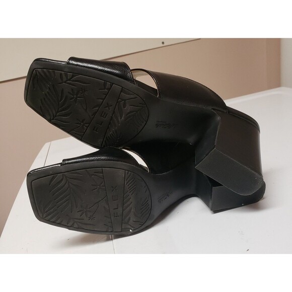Life Stride Soft System Open Toe Leather Block Heel Black Sandals Sz 10 M PO Exc - Picture 5 of 13